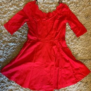 Scalloped Red Dress